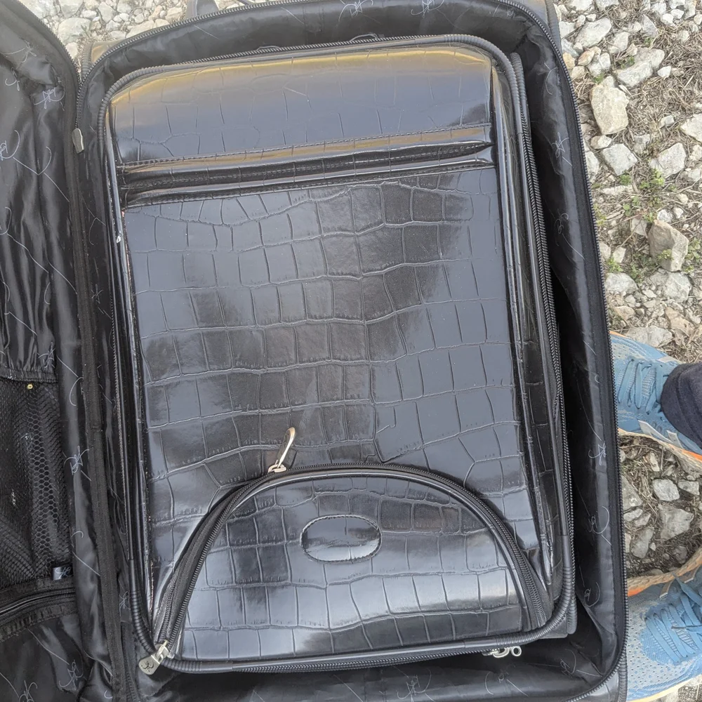 Black Crocodile-Embossed Suitcase